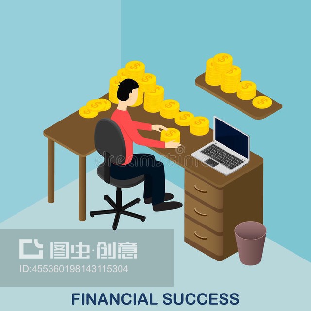 財務成功。等價黃金。美元。Financial success. Isometric gold. US dollars.